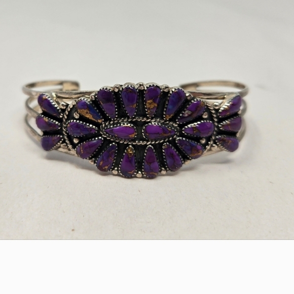 Mojave Purple Turquoise Sterling Silver Cuff Marked Sterling Made In Phillipines - Picture 1 of 12